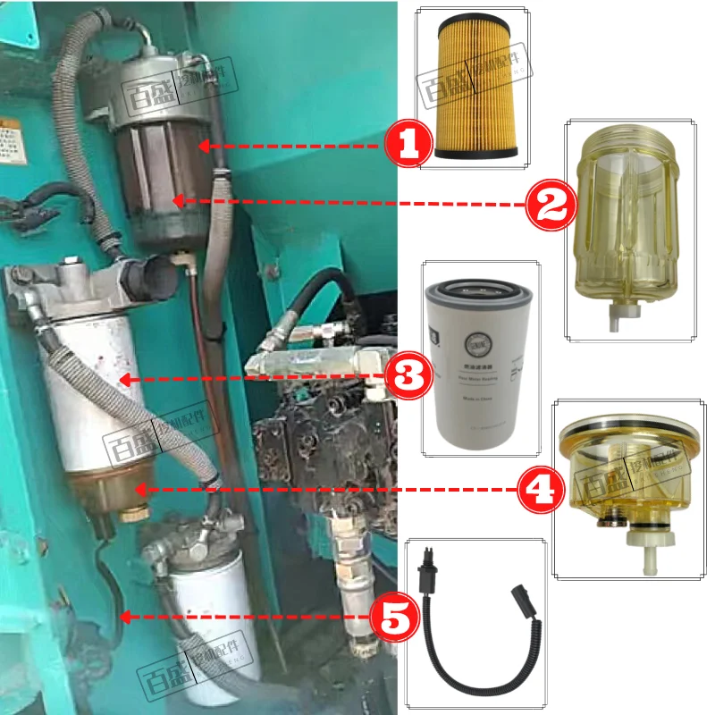 Kobelco SK130 excavator 140-8 diesel oil-water separator sensor filter water cup induction line