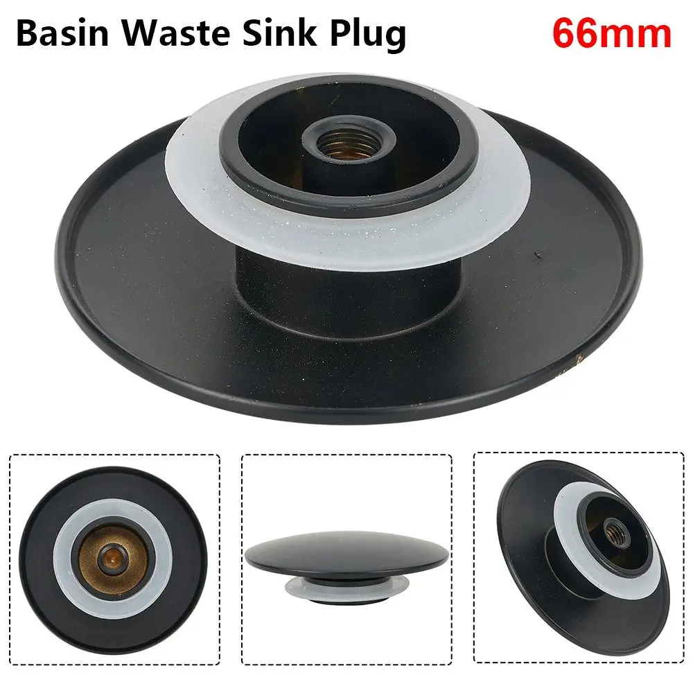 1Pcs Push Button Waste Sink Plug Click Clack Brass Drain Stopper Black 66mm Basin PopUp Cap Replacement Part for Bathroom Sink