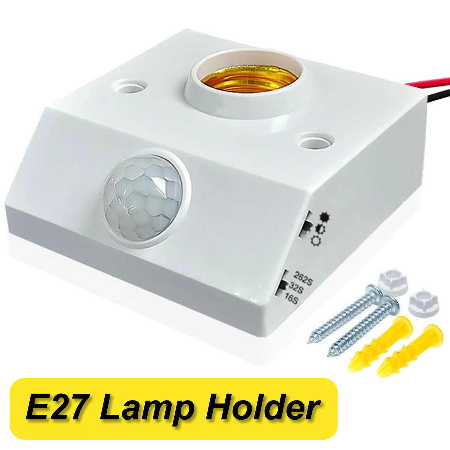 

IR Motion Sensor Light Socket for E27 Bulb LED Lamp Bulb Holder with Adjustable Auto On/Off Socket for Garage Basement Porch