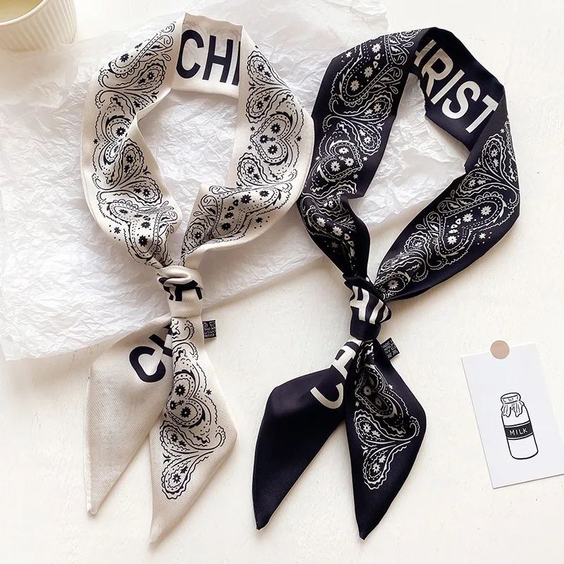 

Stylish Long Skinny Scarf for Women Soft Ribbon Design Multipurpose Daily Wear as Hair Tie Neck Wrap Bag Strap