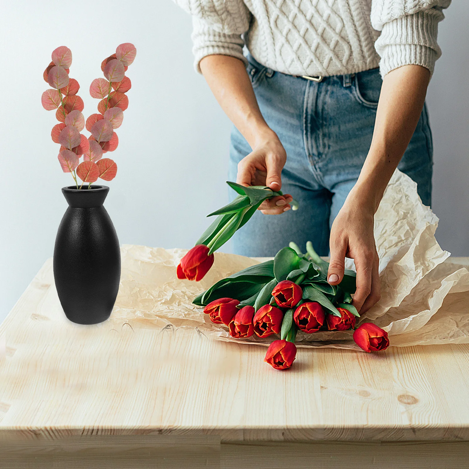 

Chinese Ceramic Vase Decorative Flower Pot Home Vase Decoration Tabletop Centerpiece for Living Room Bedroom Bookshelf Modern