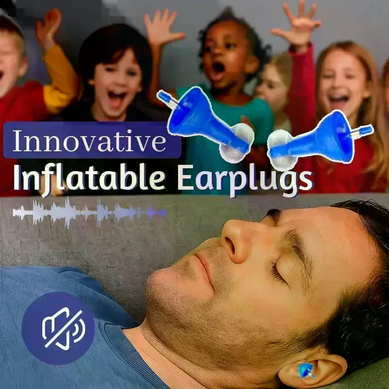 1Pair Inflatable Ear Plugs Reusable Noise-Reducing Earplugs For Sleep Swimming Travel Waterproof Silicone Sound Blocking Earplug