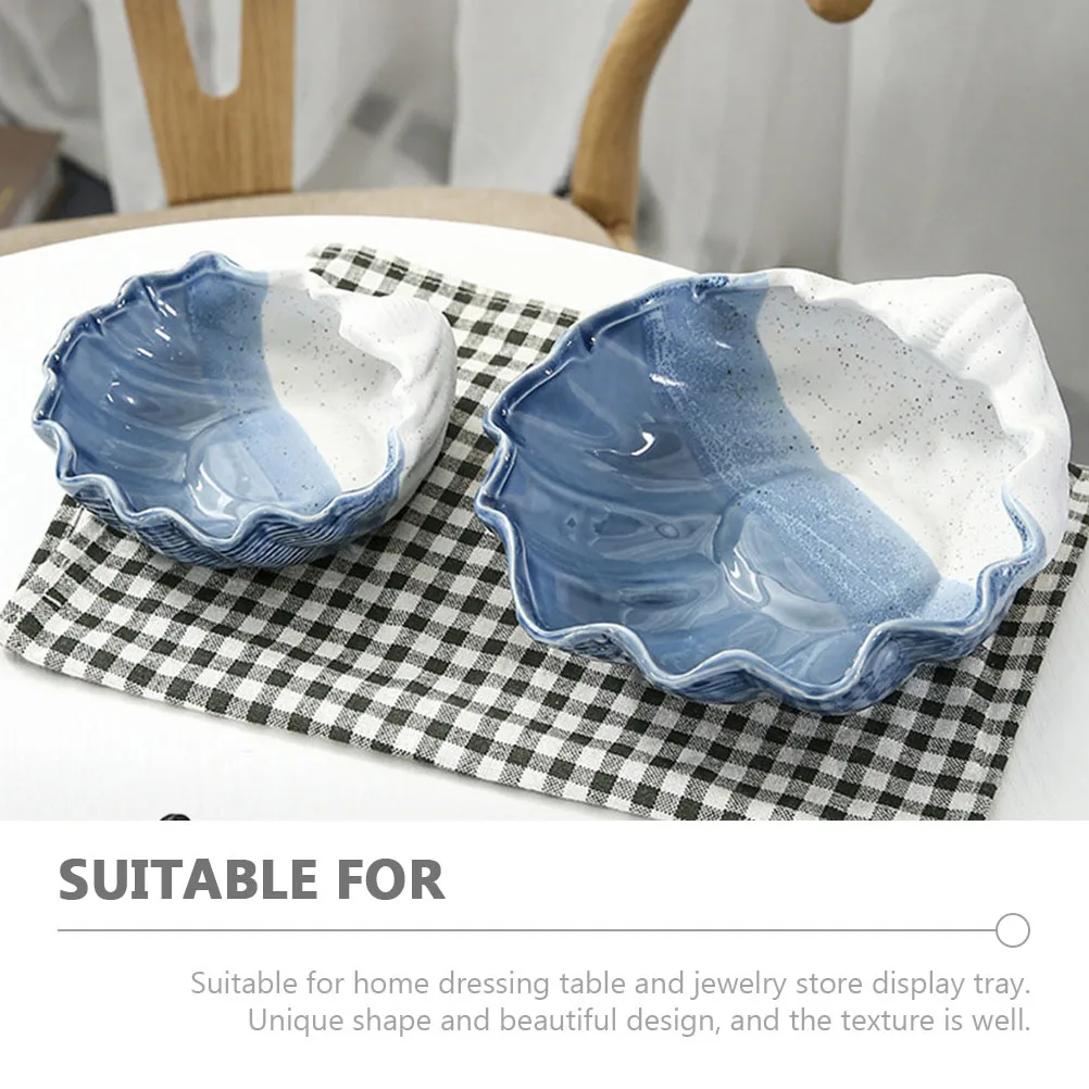 طبق مجوهرات من السيراميك جميل على طراز المحيط صينية مزخرفة حامل مجوهرات طبق حلقي حلية لوحة تخزين أطباق حلية