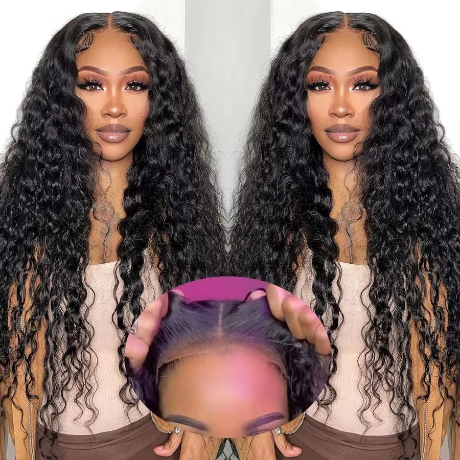 Deep Wave 7x5 Glueless Pre-Cut Lace Wig Human Hair Wigs Ready To Go 200 Density Natural Remy Glueless Human Hair Wig For Women