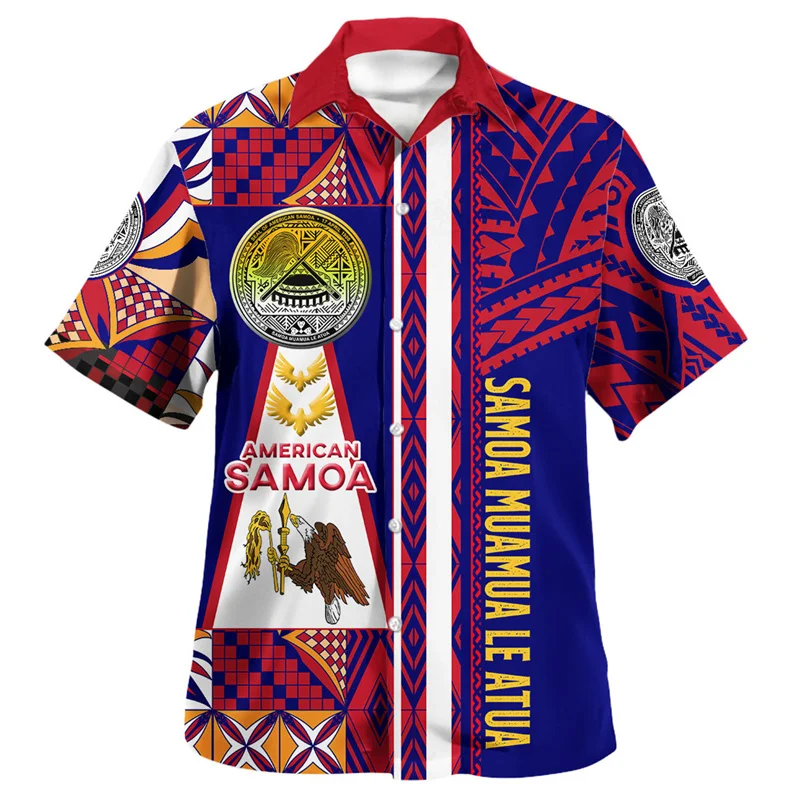 Fashion Summer 3D Printing Polynesian Samoa Flag Shirts For Men Samoa Coat Of Arms Graphic Shirts & Blouses Vintage Women Shirt