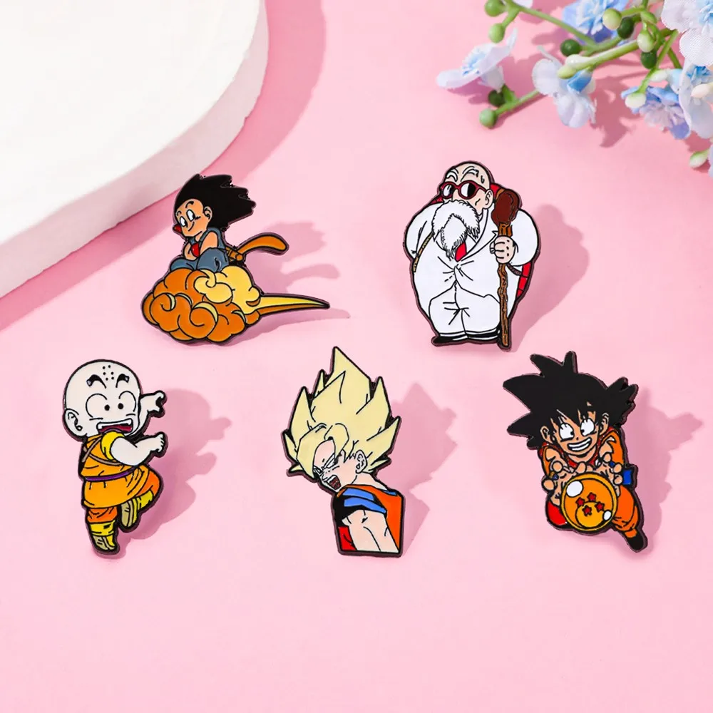 5 Pcs Classic Popular Anime Brooch ​Son Gohan Creative Enamel Pin Metal Badge Jewelry Clothing Backpack Accessories Gift view 2