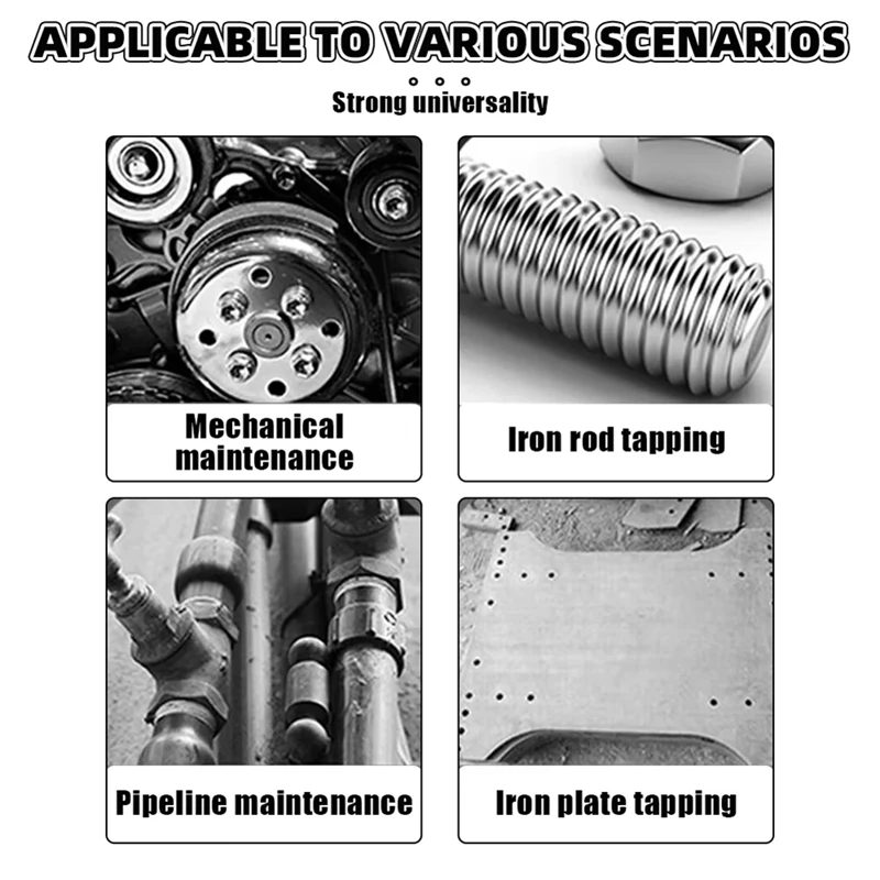 8pcs Tap Die Socket Adapter 1/4 Inch Hex Shank Machine Screw Metric Plug Threading Tool for Electric Drill -M16-A62I