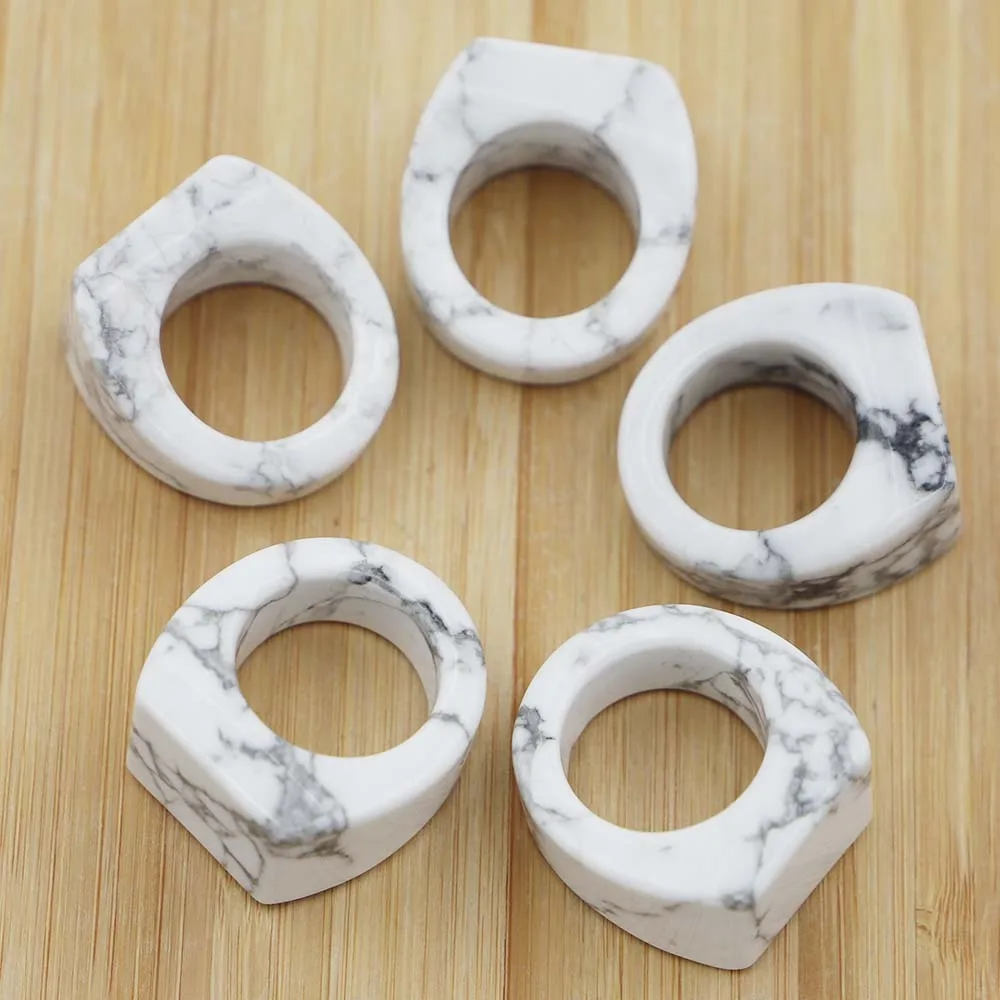 

18mm Wide Natural White Pine Square Ring Simple Men's And Women's Style Pointing DIY Jewelry Fashion Charm Accessories Wholesale