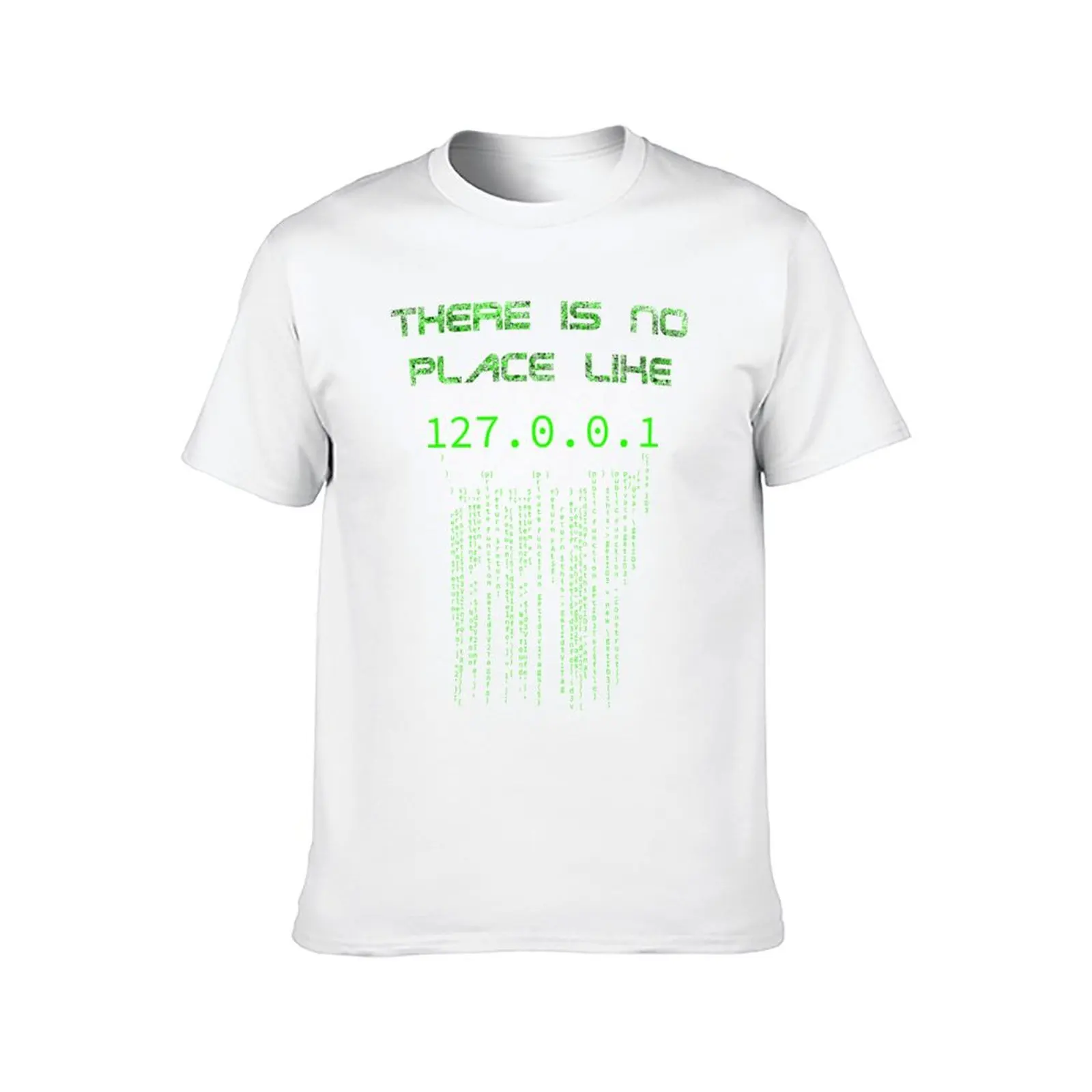لا يوجد مكان مثل 127.0.0.1 تي شيرت أنيمي تي شيرت كبير الحجم تي شيرت للرجال حزمة تي شيرت أبيض