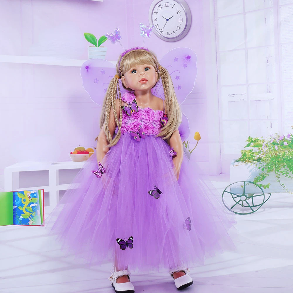 Mädchen Prinzessin Kleid Ausgefallenes Kostüm Rollenspiel Ballkleid Halloween Party up Flügel Zauberstab Stirnband