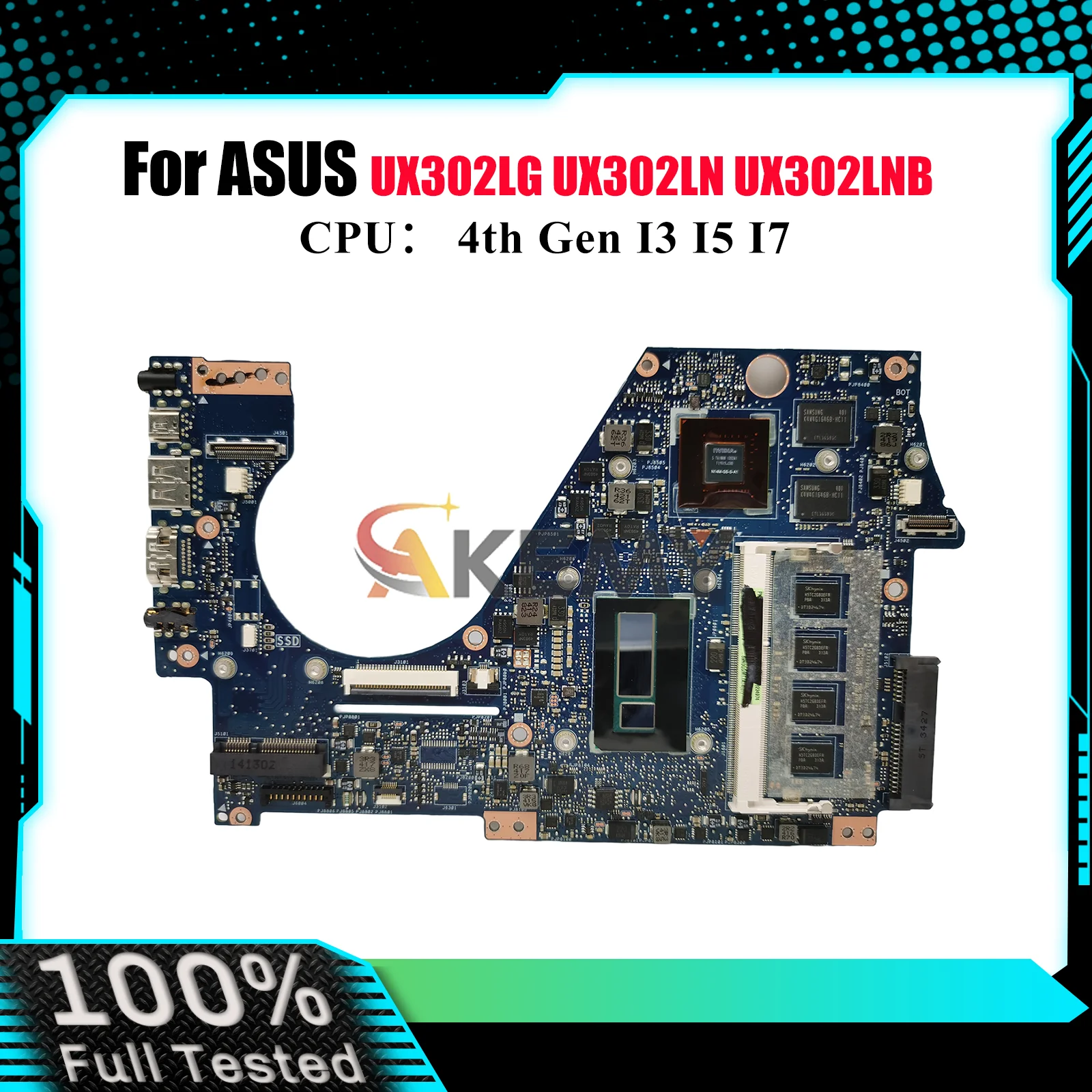 

UX302LG Материнская плата для ноутбука ASUS ZenBook UX302LN UX302L UX302LNB UX302LG Материнская плата для ноутбука с процессором I3 I5 I7 111% тестирование ОК
