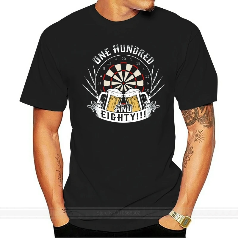 Darts Shoot Beer Game Graphic T-Shirts One hundred and eighty dart beer  Cotton Top Quality Clothing Shirts Custom