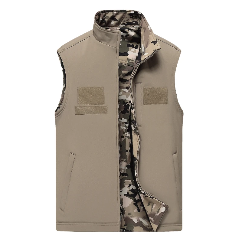 Hunting Tactical Vest Jackets Mens Wear Both Sides Soft Shell Camouflage Sleeveless Coats Wear-resisting Outdoors Waistcoat Tops