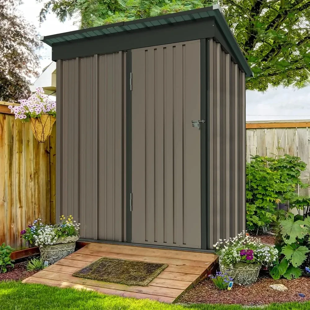 

Outdoor Storage Shed 5x3 FT, Metal Garden Shed for Bike, Garbage Can, Tool, Outside Sheds & Outdoor Storage