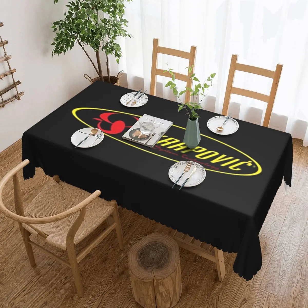 Akrapovics Logo AKS Motorcycle Exhaust Rectangular Tablecloth Waterproof Table Cover for Festival Party Decorations Table Cloth