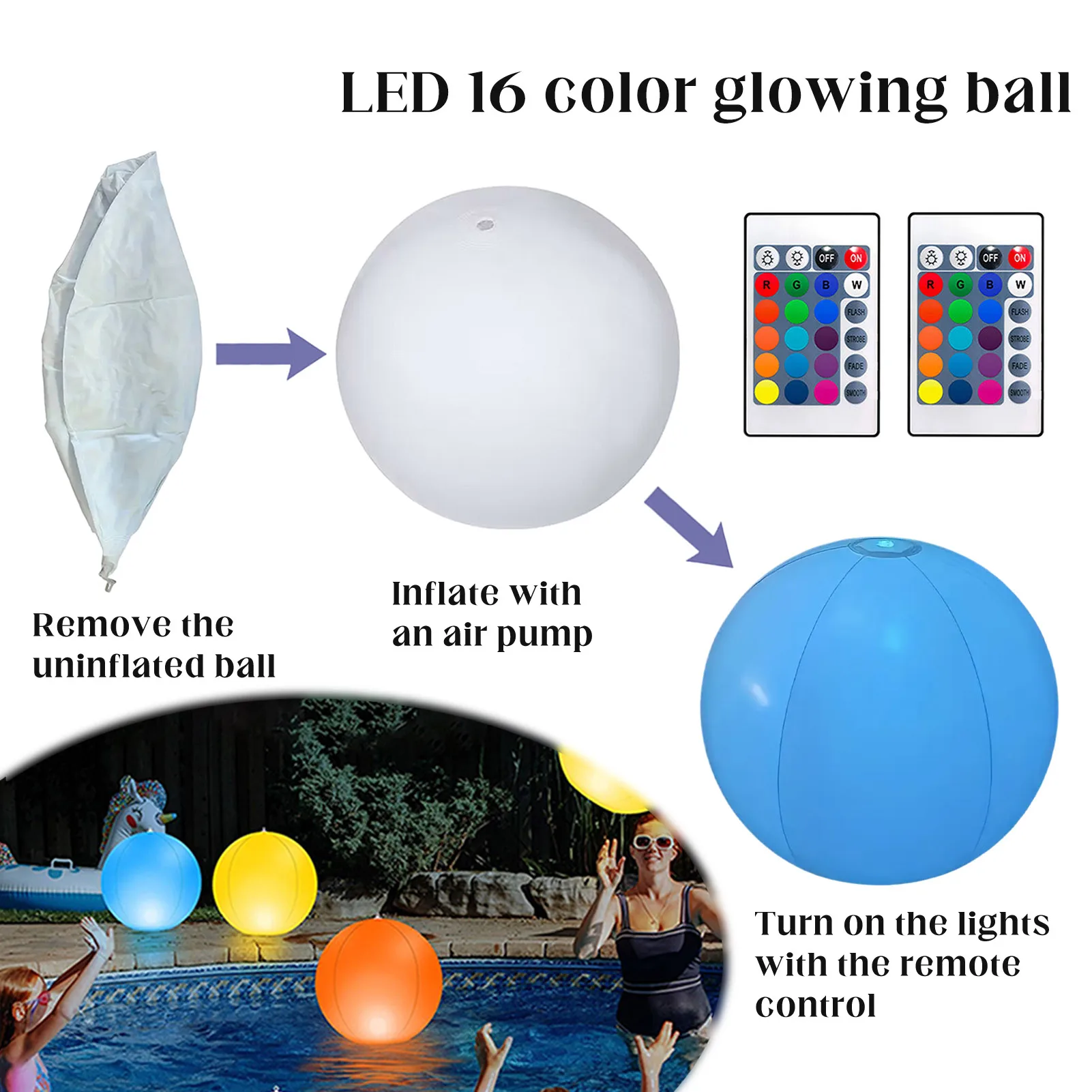 LED Strand bälle Pool Spielzeug bälle schwimmende Pool Lichter aufblasbare Licht ball für Kinder Erwachsene Outdoor Pool Party thj99