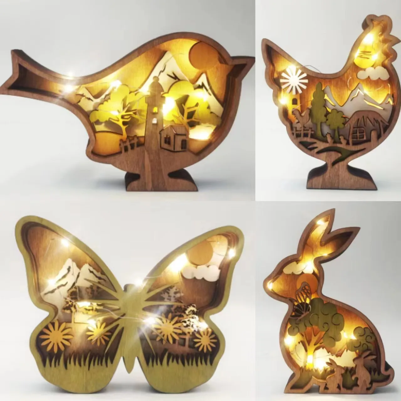 Foreign trade Easter wooden strip light emitting creative home decoration