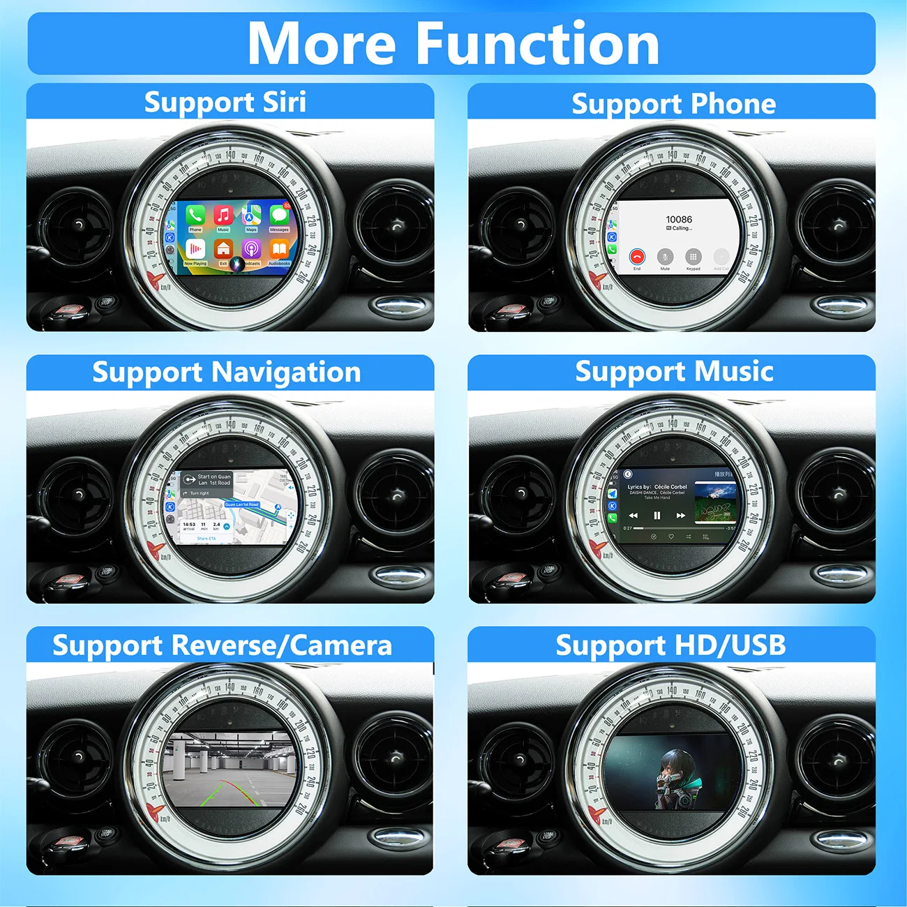 CarPlay Android Auto اللاسلكي لنظام BMW CIC MINI 2009-2014 مع وصلة مرآة AirPlay CarPlay وظيفة دعم خلفي #4