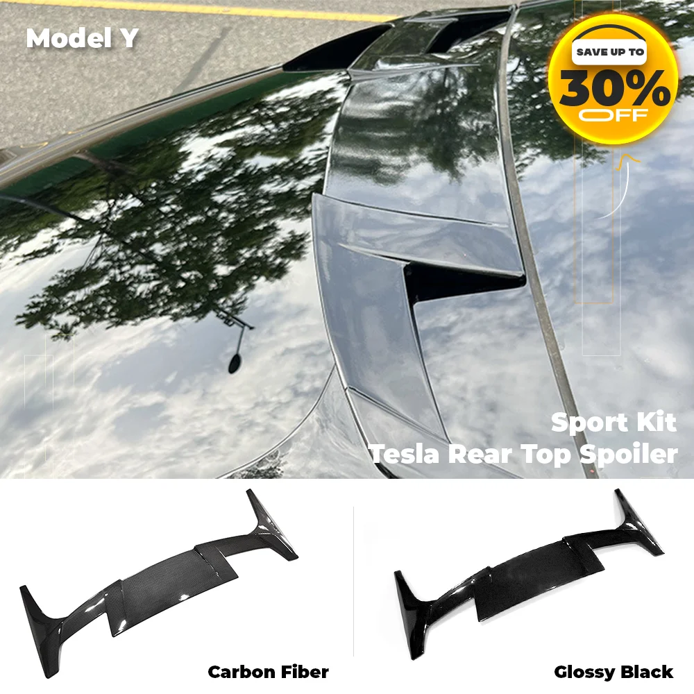 

Tesla 2023 Model Y Rear Top Spoiler Window Trunk Lid Car Sport Wings Black Carbon Exterior 2021-2023 Tuning Accessories Part