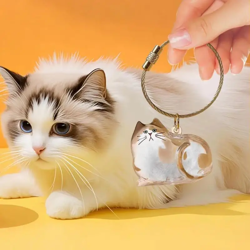 Katzen-Schlüsselanhänger Anhänger für Rucksack Katzenhaar-Aufbewahrungsbox Hängende Katzentasche Haustierpflege-Souvenirs – Detail 5
