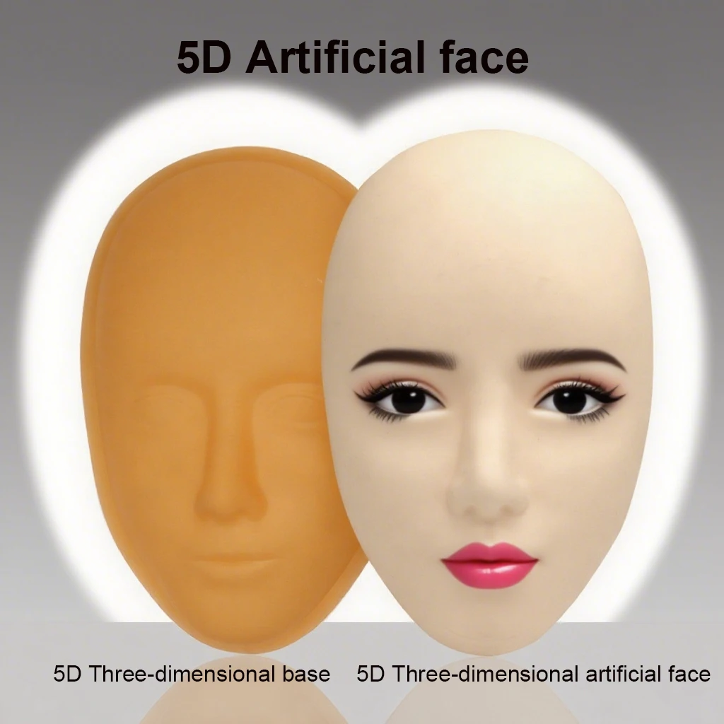 5dシリコンまつげエクステトレーニングフラットリアルマネキンモデルヘッド練習用パーマネントメイクリップ眉毛タトゥースキン