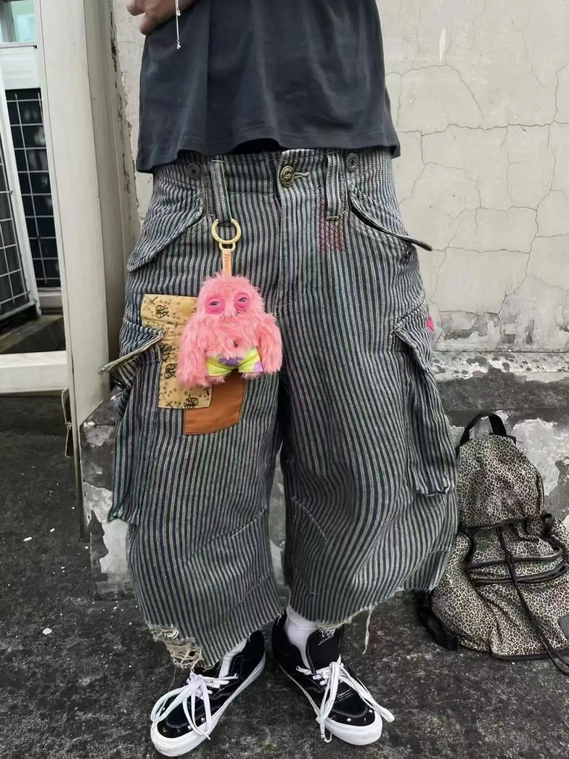 Summmr Women American Retro Striped Jorts Boyfriend Calf-Length Cargo Jean Shorts Punk Y2K Japanese Denim Capris Pants Hip-pop