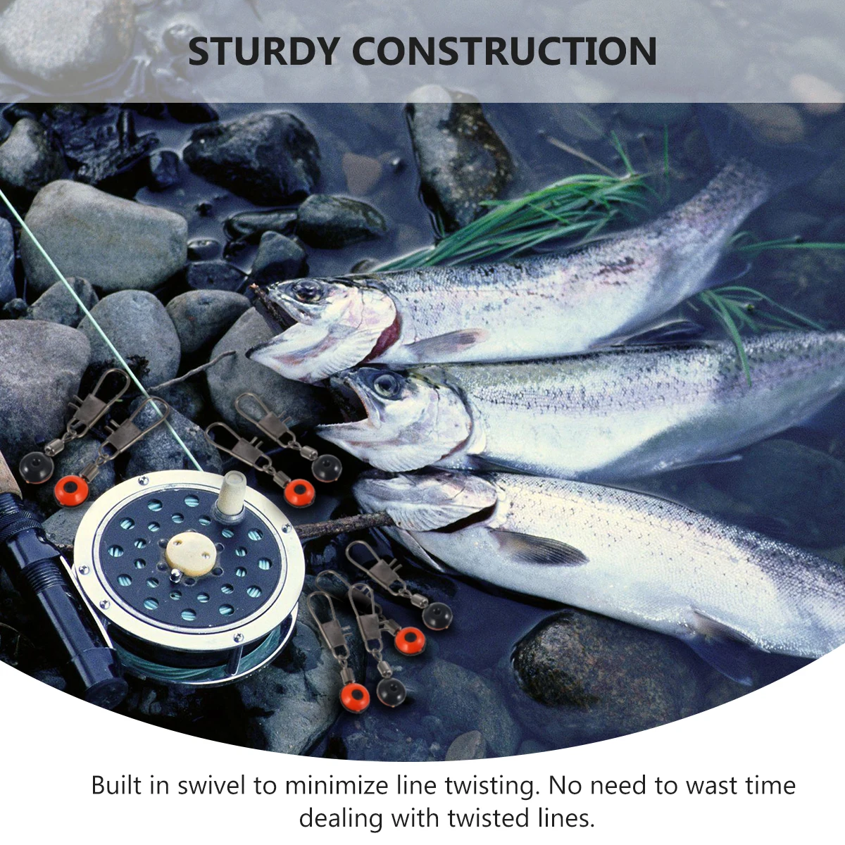 

100 Pcs Fishing Accessories Line Slides Snaps Clips Stainless Steel Hooks Swivels