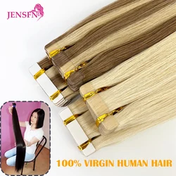 Extensiones de cabello humano con cinta virgen JENSFN, extensiones de cabello Natural Real de 16 