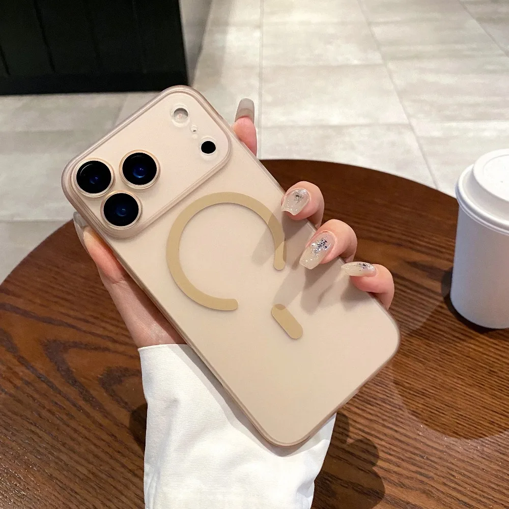 

Роскошный полупрозрачный чехол для телефона Magsafe для iPhone 17, 12, 13, 14, 15, 16 Pro Max 17 Pro, матовый Чехлы для ПК с магнитной беспроводной зарядкой, чехол на айфон 17, чехол на айфон 17 про макс