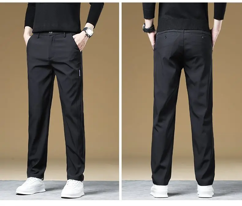 Herren-Herbst-Winter-Hose, dick, warm, Business, gerade geschnitten, lässig, modisch, koreanischer Fleece-Stil, schwarz, grau, Baggy, Y2K-Hose, vielseitig einsetzbar – Detail 31