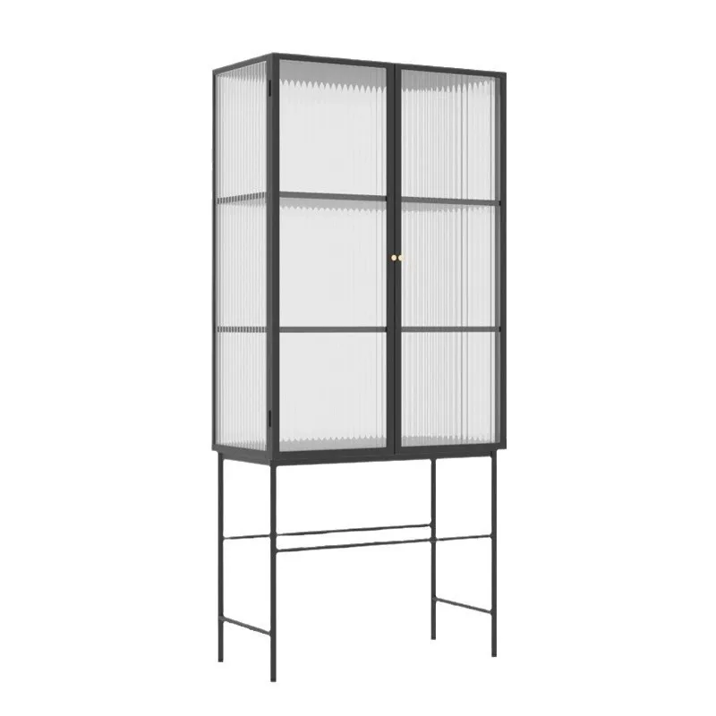 Wrought iron wine cabinet display household glass wine living room wall locker light luxury locker dining side