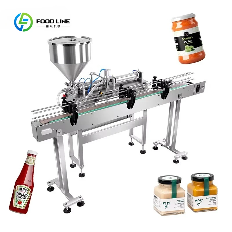 

Customized 100-1000ml Automatic Pneumatic PLC Single Nozzle Conveyor Oil Peanut Butter Cheese Sauce Yogurt Paste Filling Machine