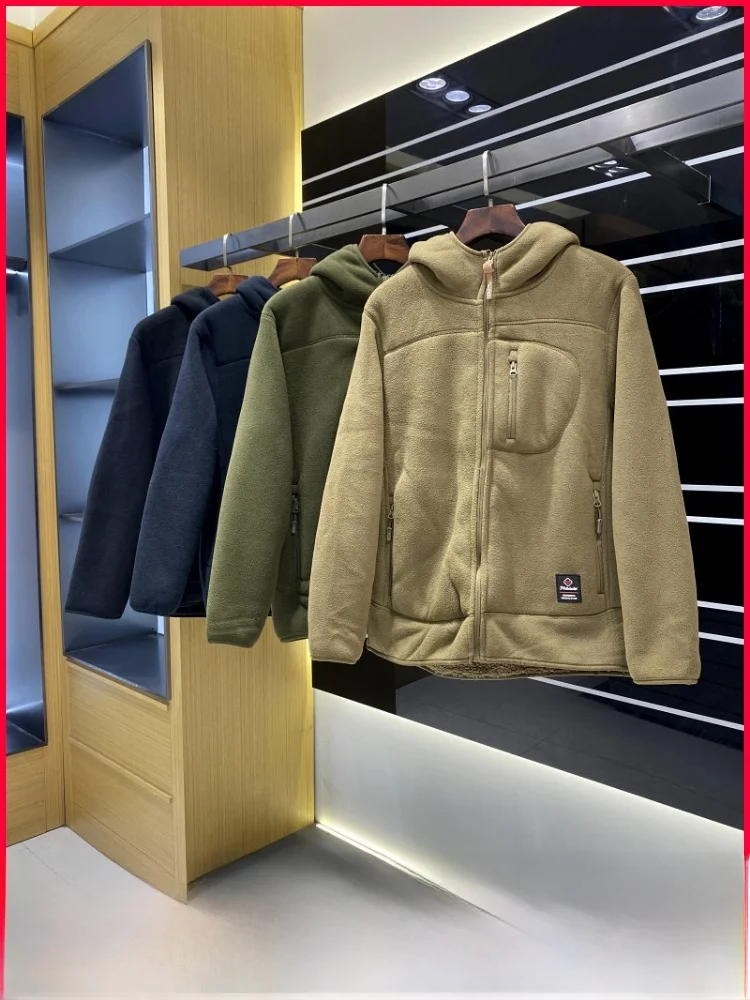 

Thiened Fce Hooded Winter Jaet for Men And Women Warm Breathable Outdoor Sle Long Sve Zipper Closure Color