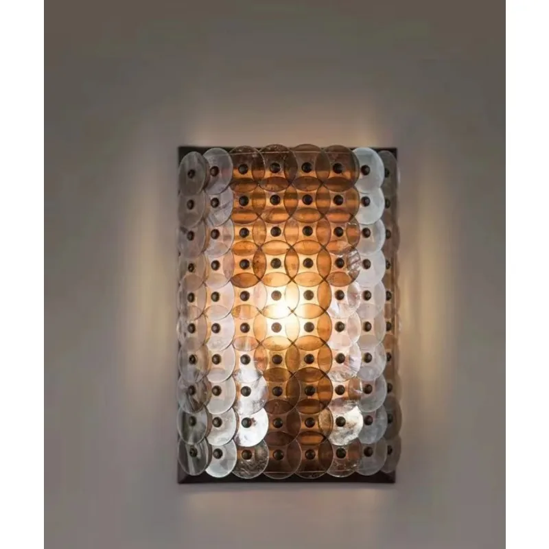 round retro metal tile wall lamp hotel home living room unique decorative wall lamp