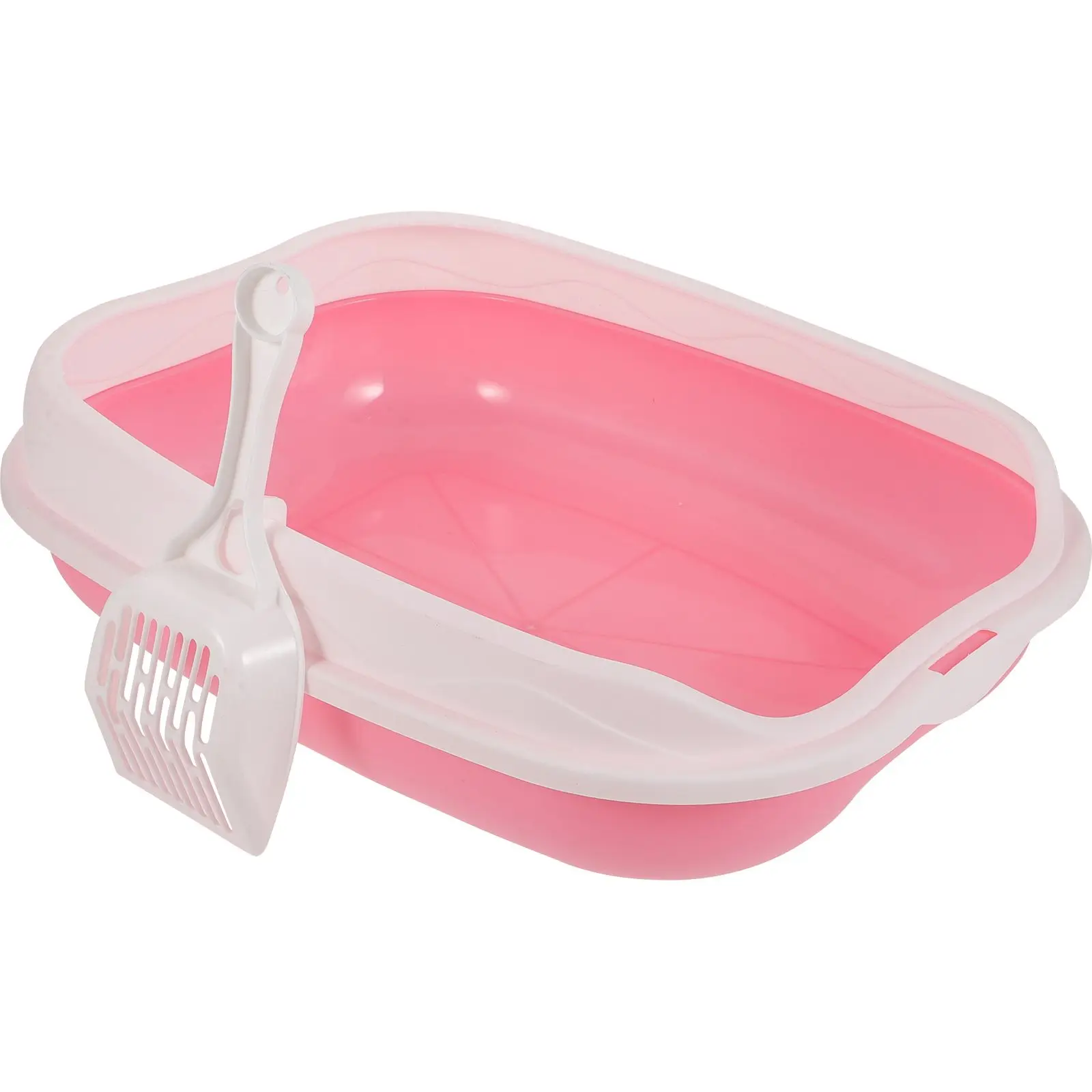 

Cat Litter Box Open Large Capacity Anti Splash Kitten Toilet Pink Plastic Clean Household Cat Supply