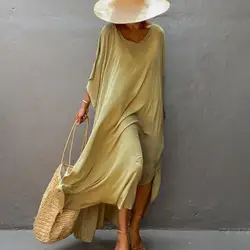 Beach Cover Up Kimono Women Summer 2023 New Pareo Swimsuit Cape Solid Bohemian Tunic Dresses Bathing Suits Dropshipping