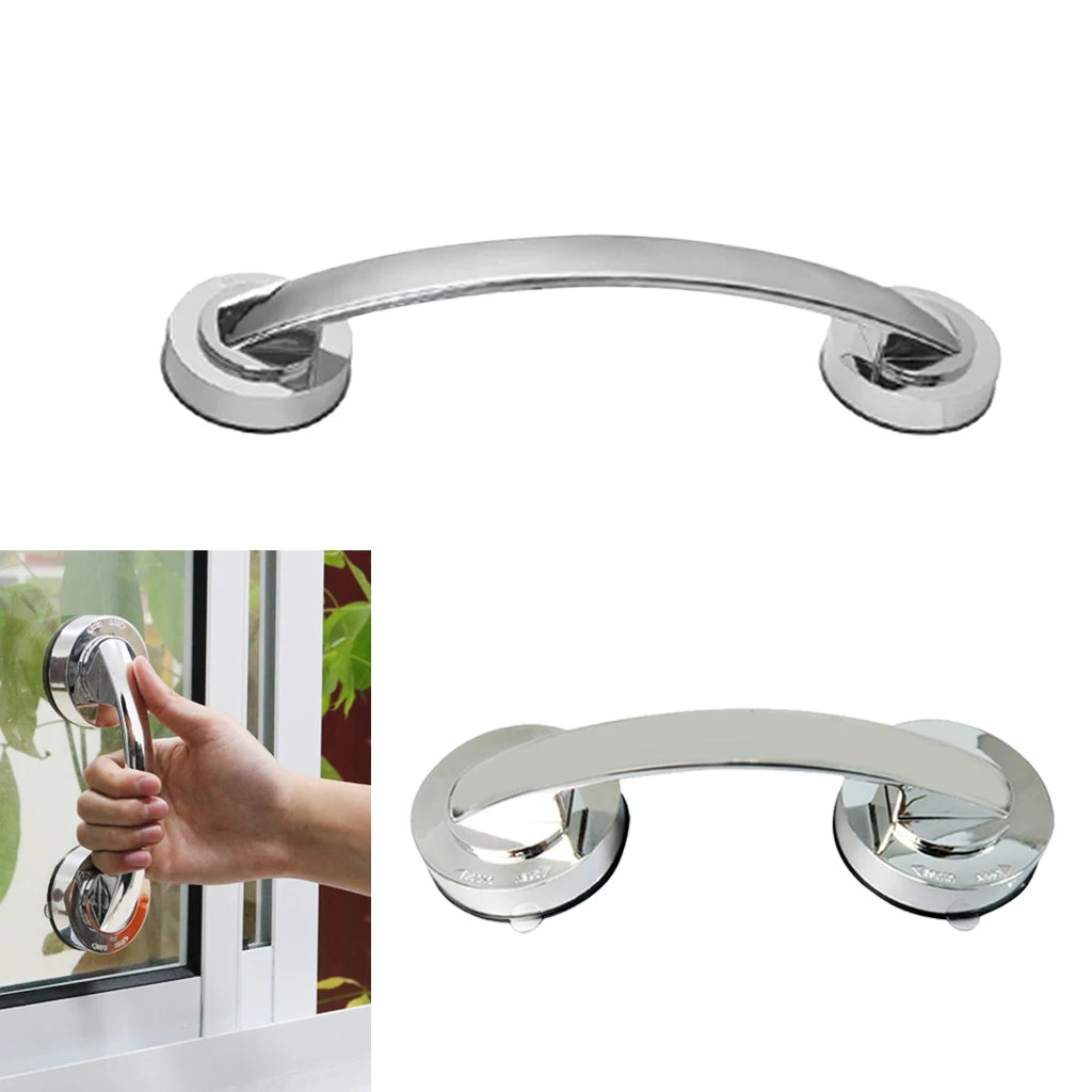 Wall Suction Bathroom Shower Bath Tub Cup Grab Bar Helping Handle Rail