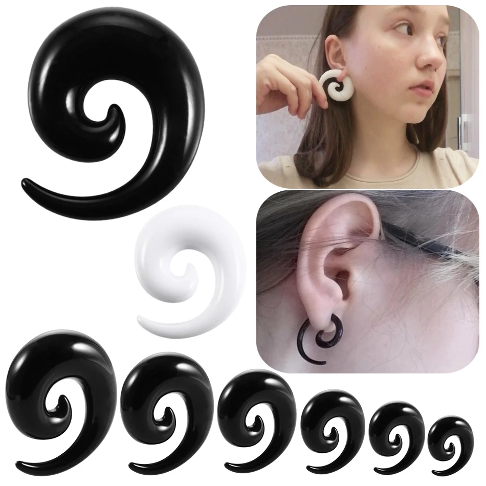 2szt Heart Taper Ear Tunnel Plug Black Snail Horn Shape Ear Gauges Expander 3-20mm Ear Stretching Piercing Body Jewelry