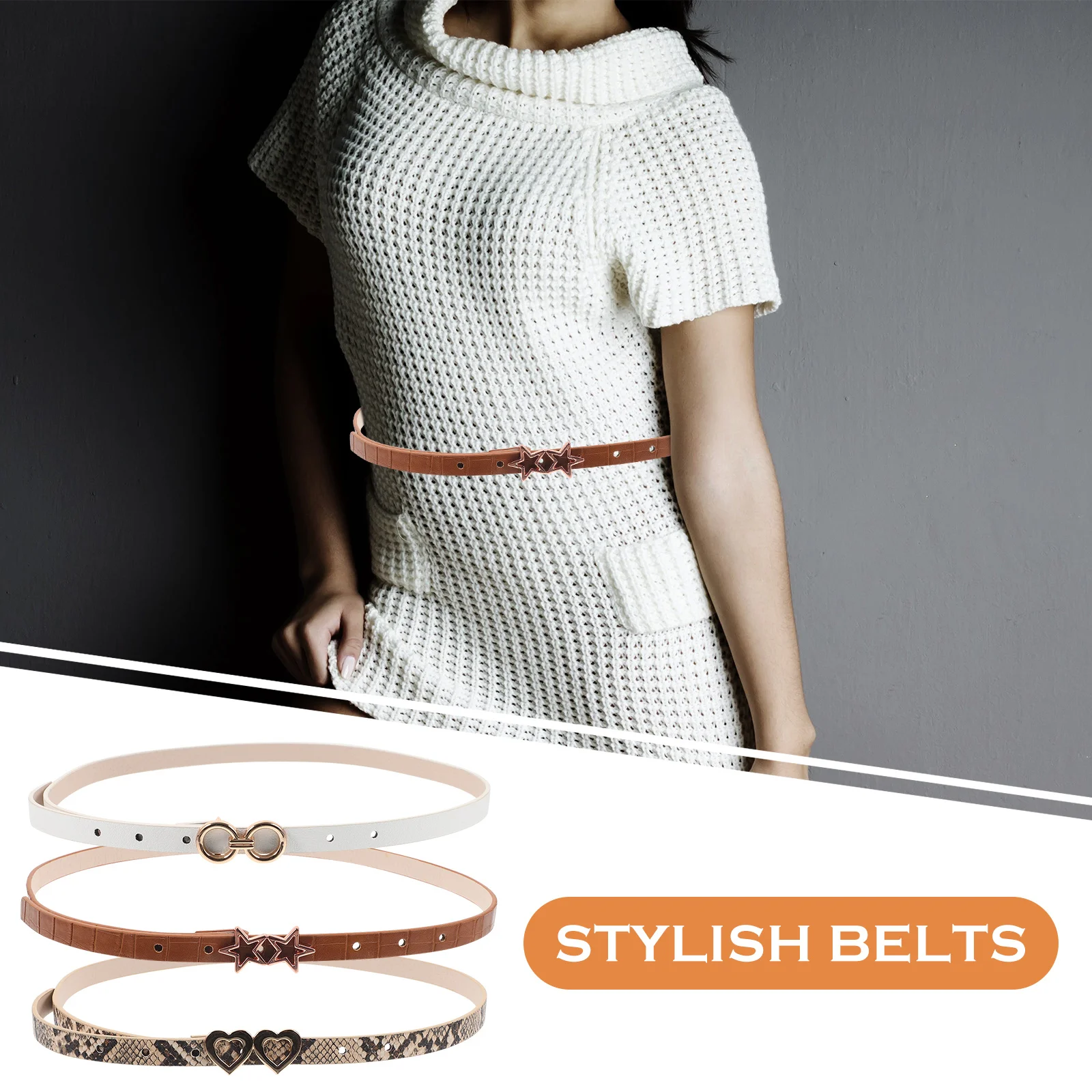 

3 Pcs Love Five-pointed Women Dress Waist Belts for Fashionable and Versatile Zinc Alloy Buckless Woman Miss