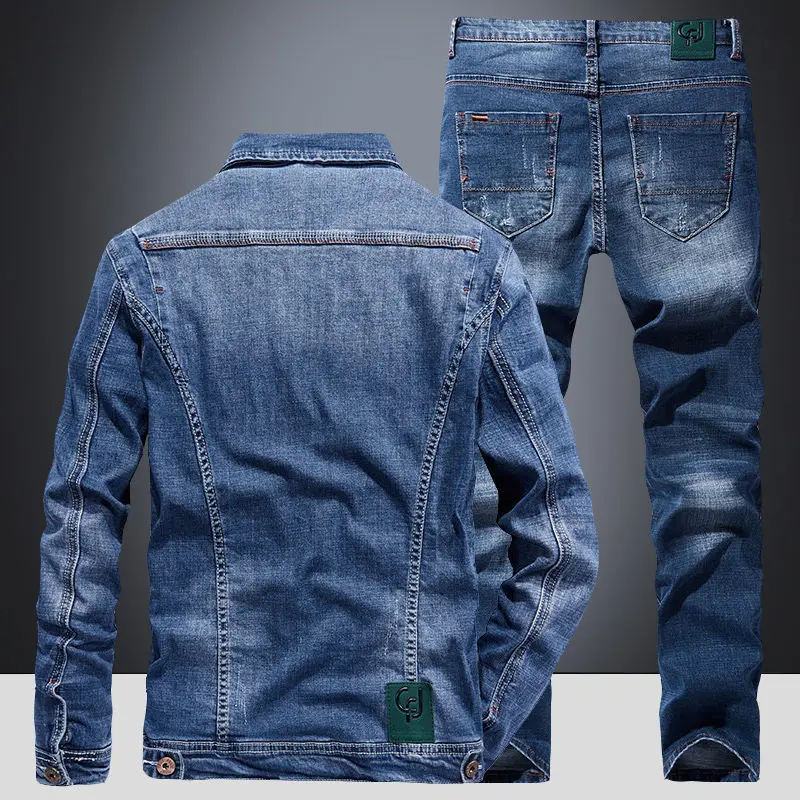 Fashion Spring and Autumn New style Men\'s Jeans Suit Loose Oversize Outwear Fashion Full Match Jacket Casual Wear