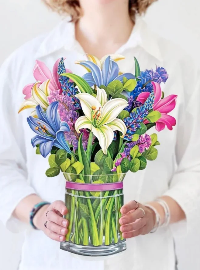 3D Pop Up Flower Greeting Card Paper Up Flower Bouque Postcard Gifts for Birthday Valentine's Mothers Day image 2