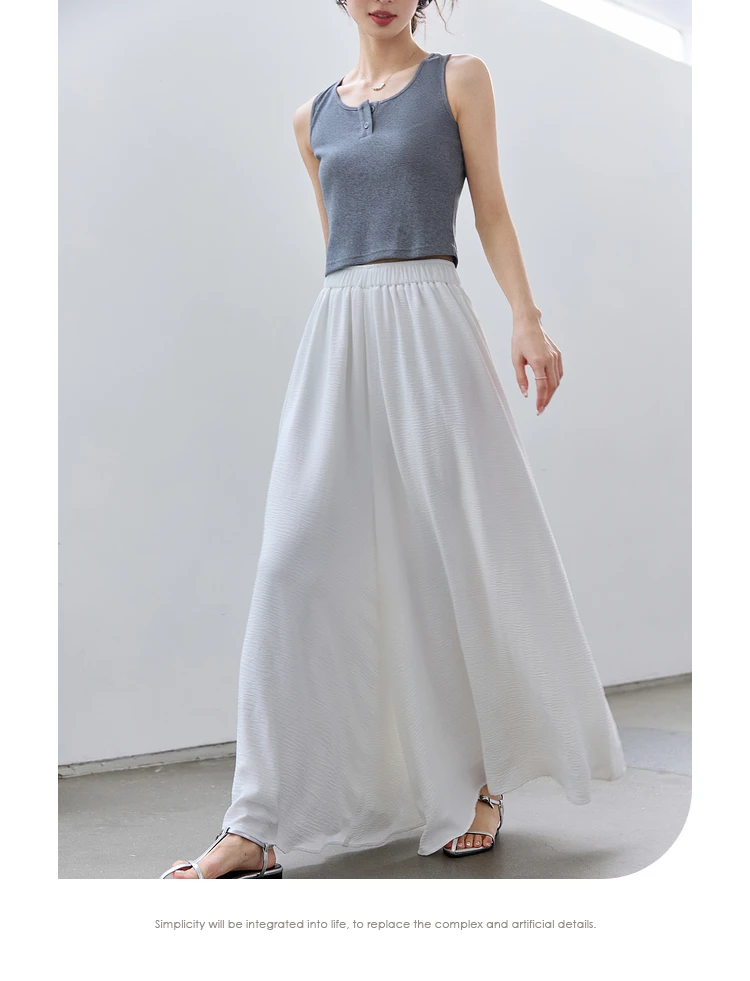 

VIMLY White Pants Women Casual Wide Leg Baggy Ladies Pants 2025 Summer Elastic Waist High Waist Trouser Female Clothes A0362
