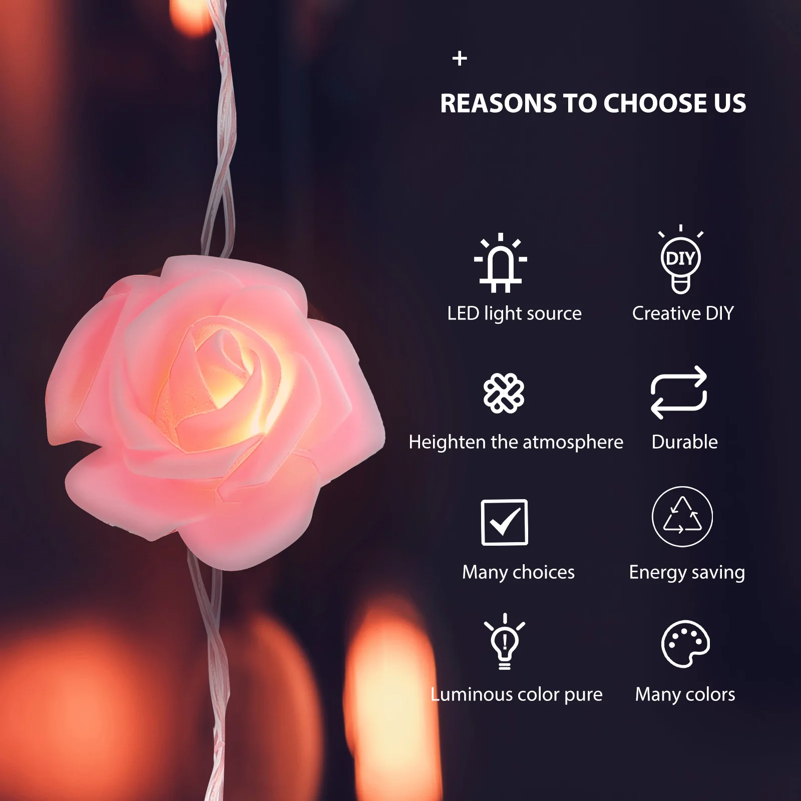 20 Led 3 متر أضواء الورد حفل زفاف عيد الميلاد الديكور الجنية مهرجان عطلة الذكرى عيد الميلاد عيد الميلاد عيد الحب #2