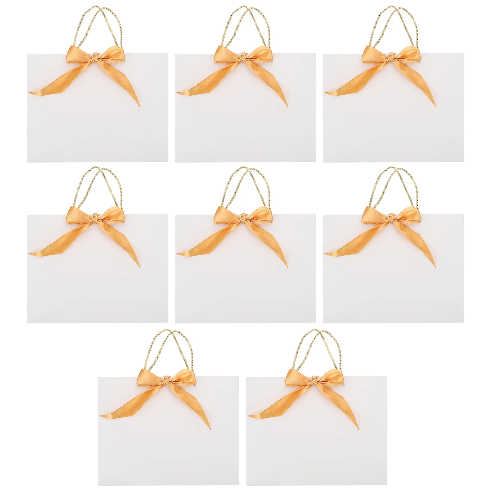 

8pcs Jewelry Tote Bags Rectangular Bottom Gift Packaging Pouches For Clothes Present Wrapping Bowknot Paper Shopping Bag Bulk