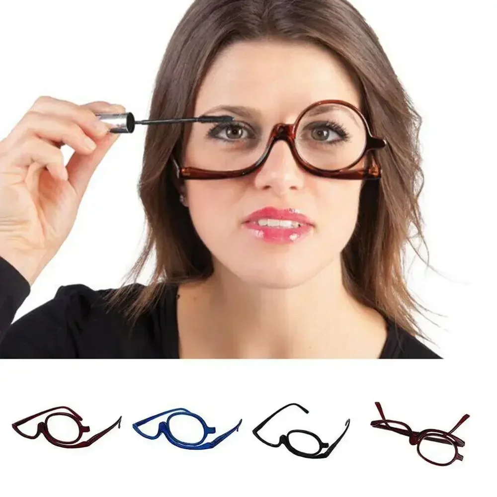 Magnifying Glasses Rotating Makeup Reading Glasses Folding Eyeglasses Cosmetic General +1.0--+4.0 Unilateral glasses