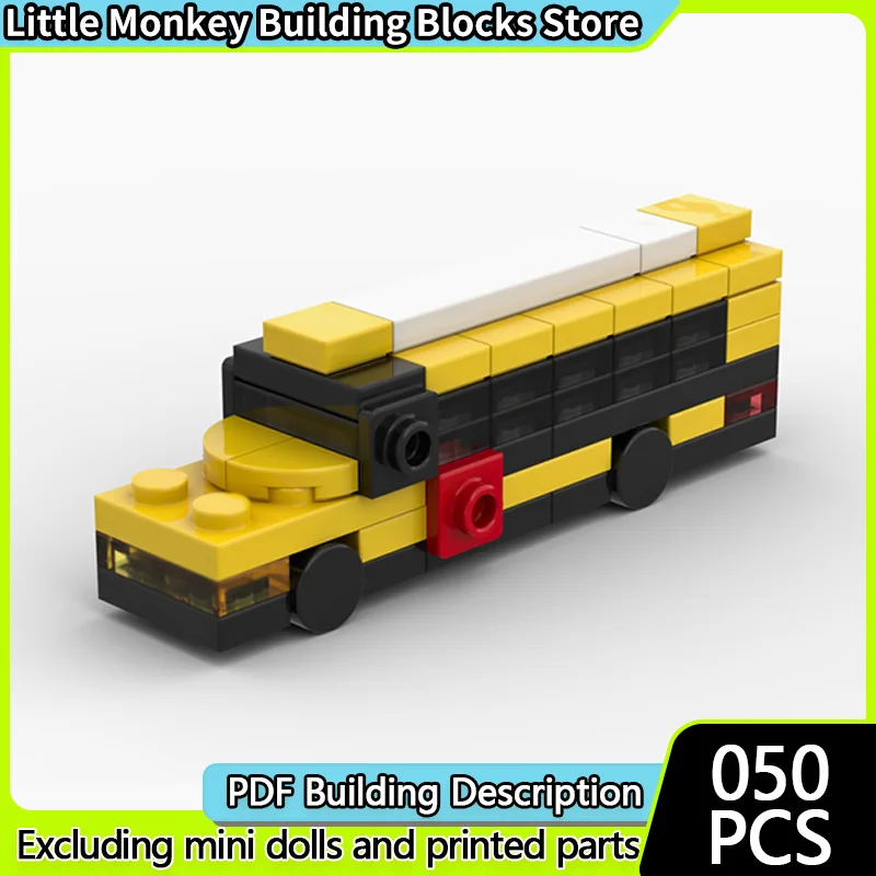 

City Car Model MOC Building Bricks Micro American School Bus Modular Technology Children Holiday Gifts Assemble Toys Suit