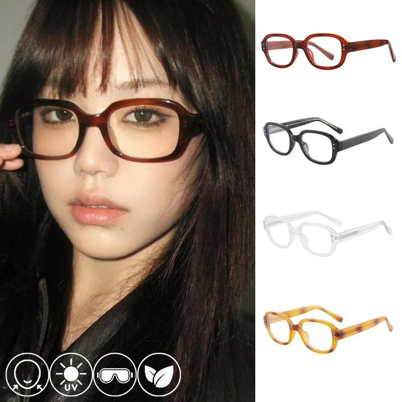 Modische Retro-Brille, schmaler rechteckiger Rahmen, Y2K-Retro-Brille, koreanische Vintage-Brille mit austauschbaren Gläsern, Unisex