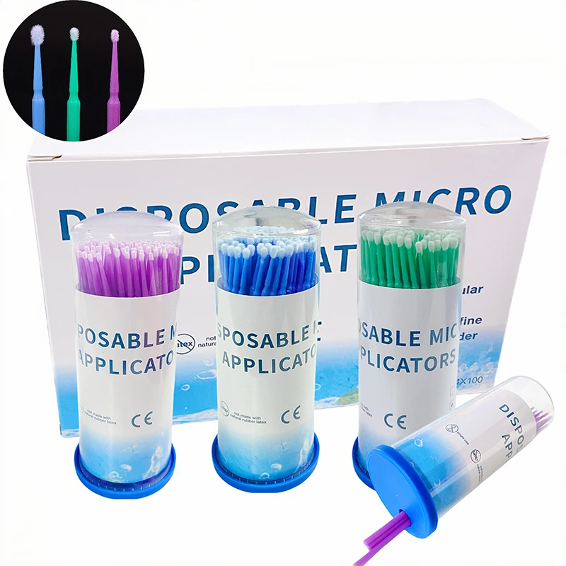 

400pcs Dental Micro Brush Disposable Applicator Brushes Bendable Plastic Handle Microfiber Tips Teeth Oral Dentist Material Tool
