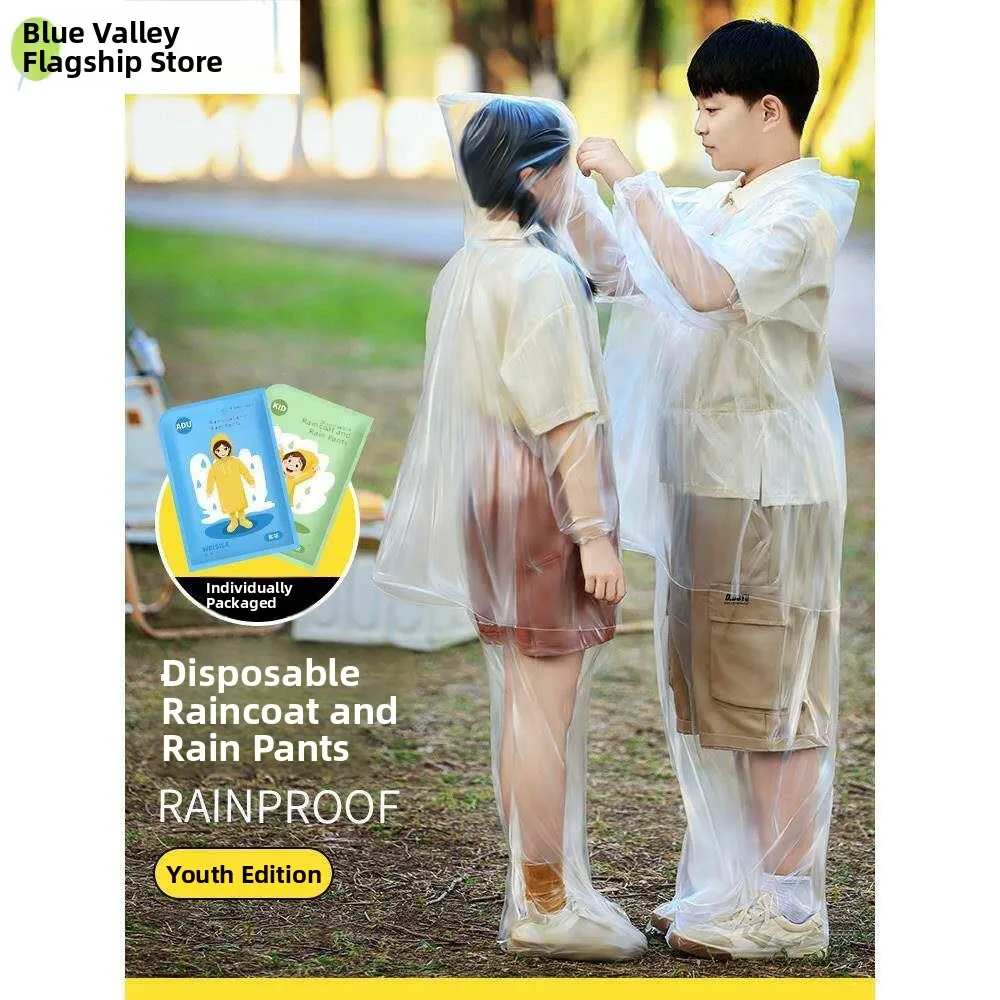 

Disposable Thickened Children's Raincoat Shoe Cover Set Adult Raincoat Pants Set Foot Cover with Shoe Cover Breathable for Ra...