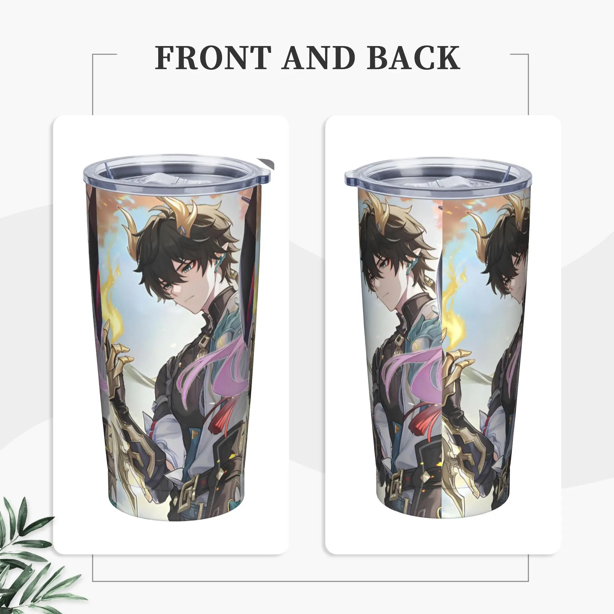 Dan Heng Tumbler Vacuum Insulated Honkai Anime Coffee Cups Vacuum Flask Travel Outdoor Mugs Spill Proof, 20oz
